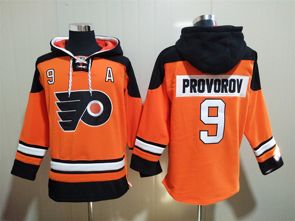 Men's Philadelphia Flyers #9 Ivan Provorov Orange Ageless Must-Have Lace-Up Pullover Hoodie